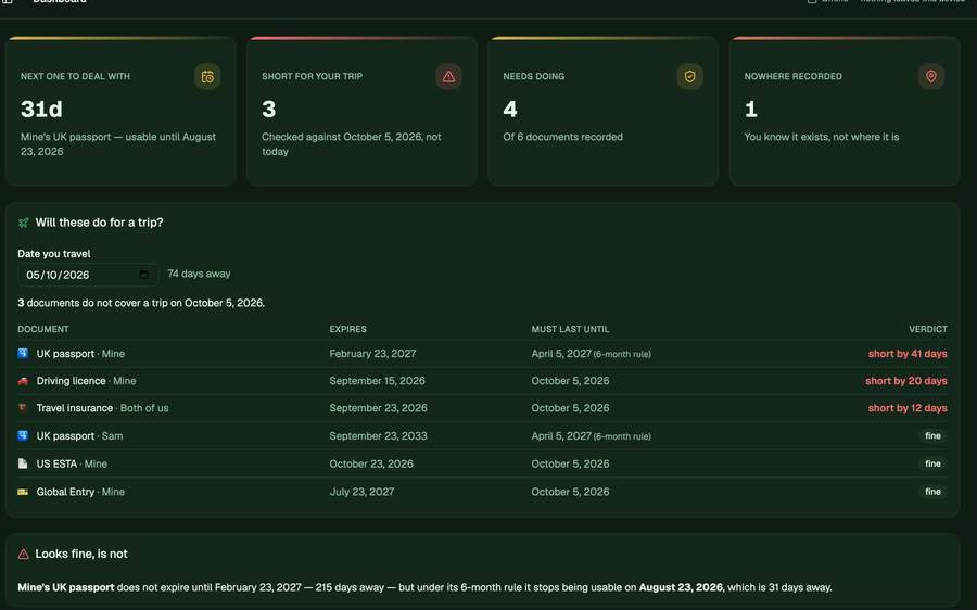 Passport, Visa & Document Expiry Tracker screenshot
