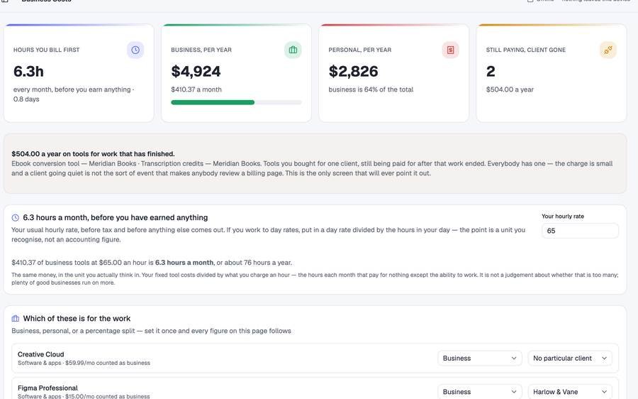 Tools & Bills (for Freelancers & Creatives) screenshot