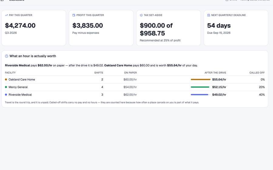 Nurse Shift Income Tracker screenshot