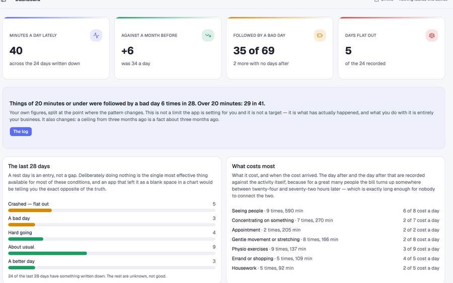 Pacing & Energy Log (Chronic Illness Edition) screenshot