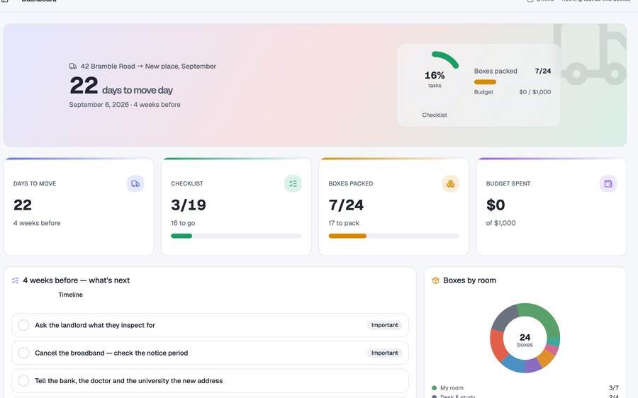 Student Moving Planner screenshot
