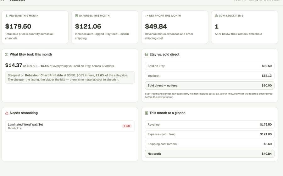 Teacher Seller Tracker screenshot