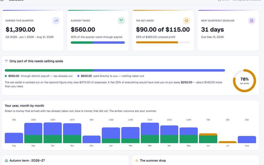 Teacher Side Income Tracker screenshot